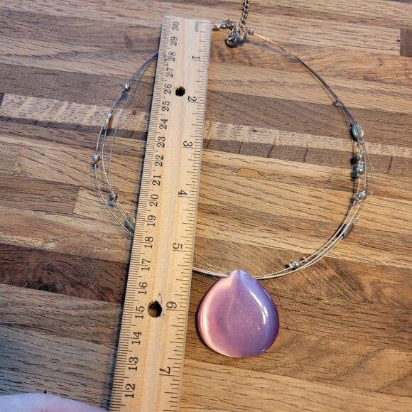Cat's Eye Large Pink Pendant Necklace - Picture 8 of 10